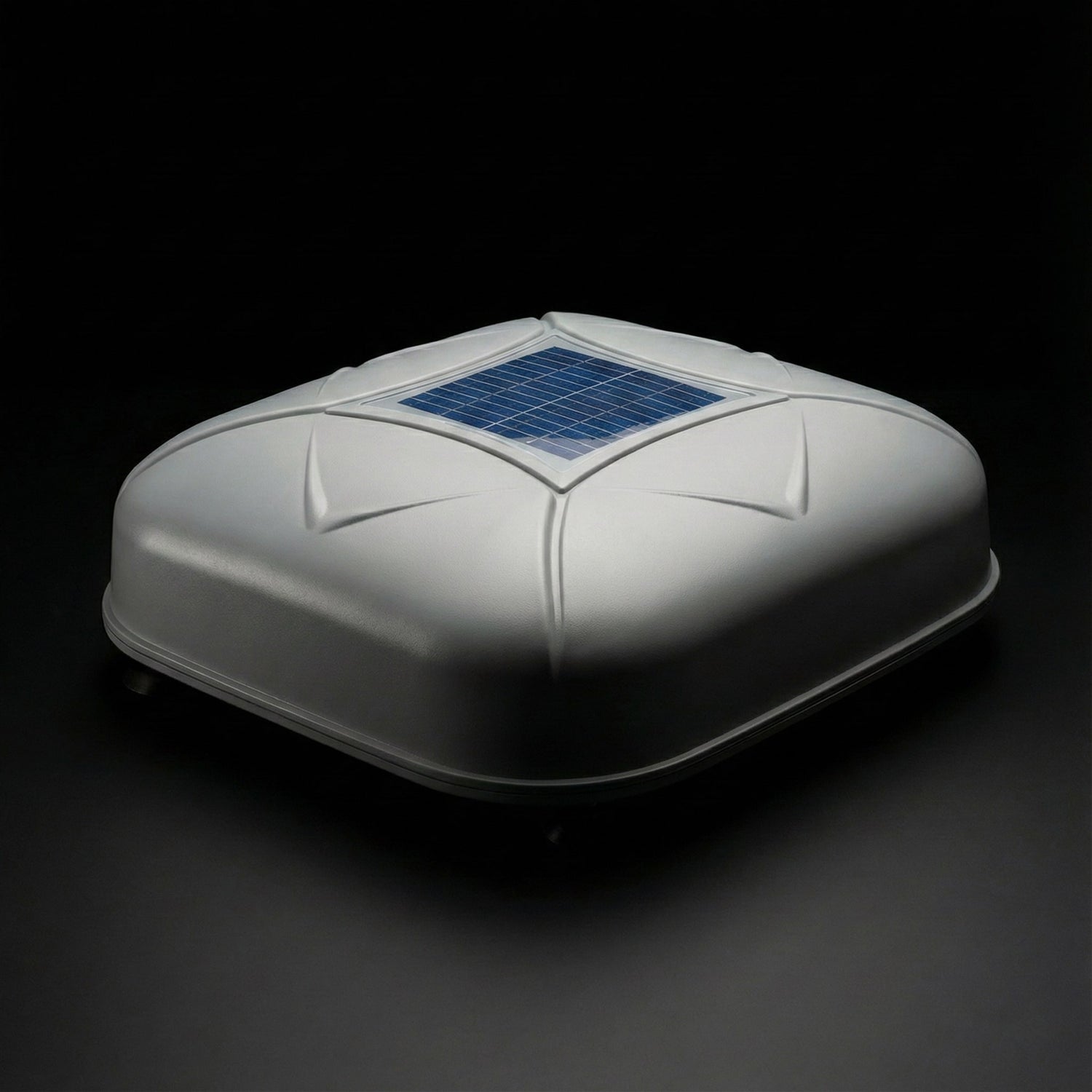 Roof-mounted solar panel on a dark background